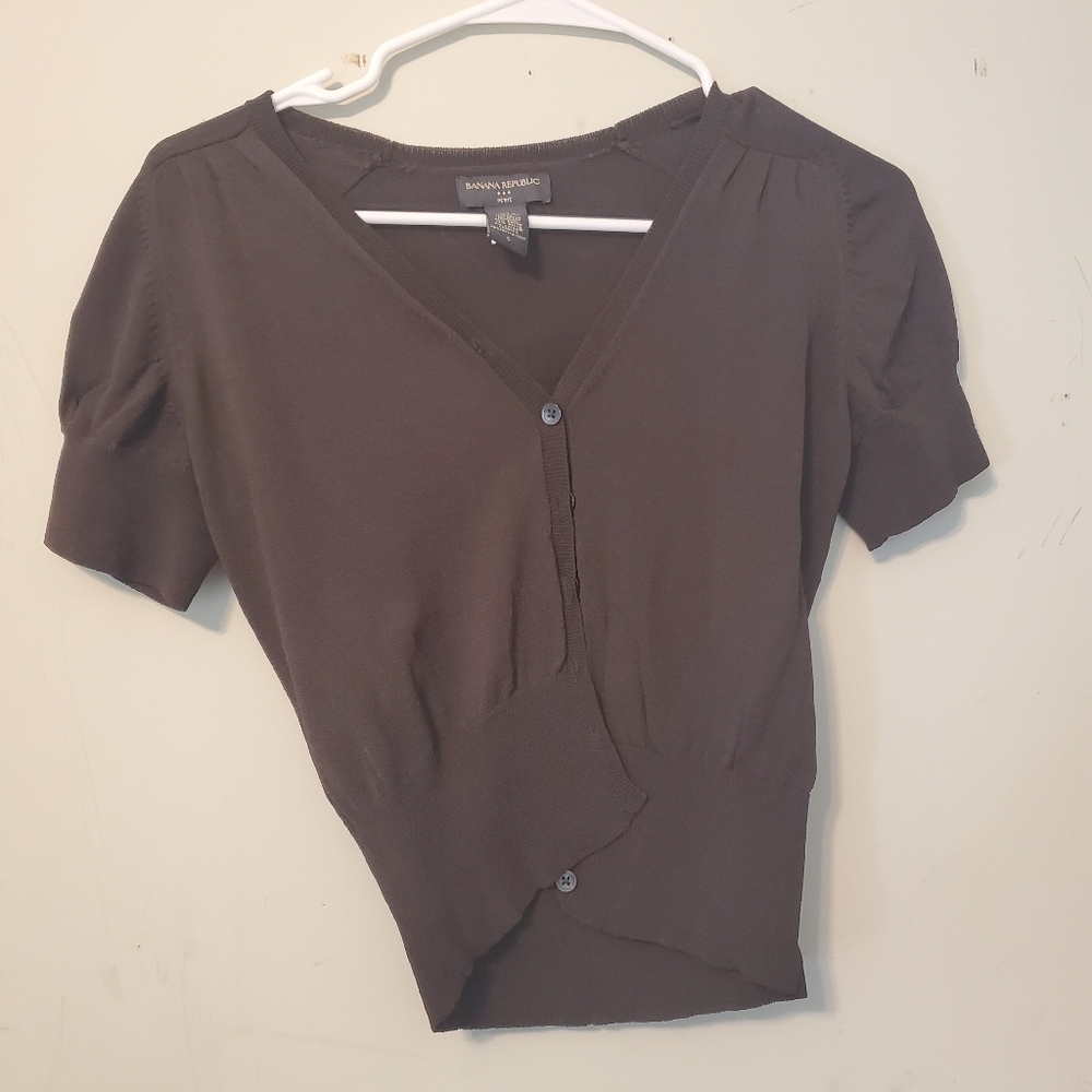 Womens Banana Republic Brown Button Down Shirt Sz Petite Small